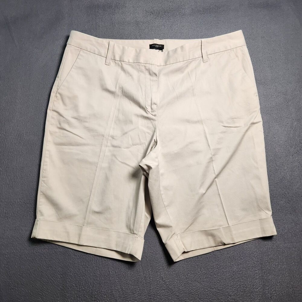Ann Taylor Women 16 Tan 11" Inseam Cuffed Chino Bermuda Shorts